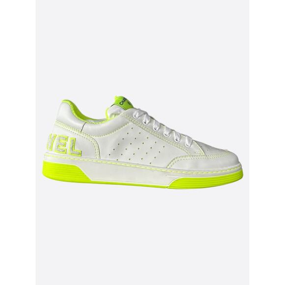 Chanel White & Yellow Logo Sneakers